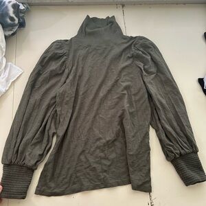 Anthropologie Olive Green Turtleneck Top